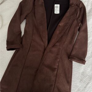 Windsor Brown Faux Suede Longline Blazer Jacket NWT